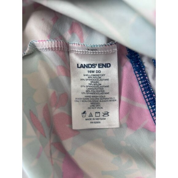 Lands' End women's 16W DD blue floral high neck tankini swim top built in bra - Picture 5 of 5